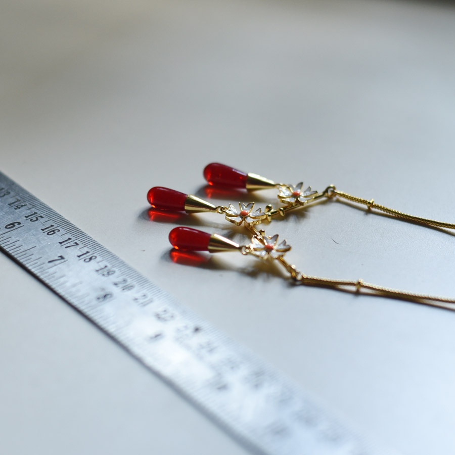 online Handmade designer glass Necklace - Red