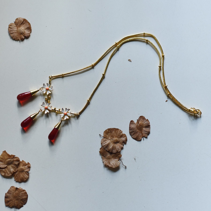 online Handmade designer glass Necklace - Red