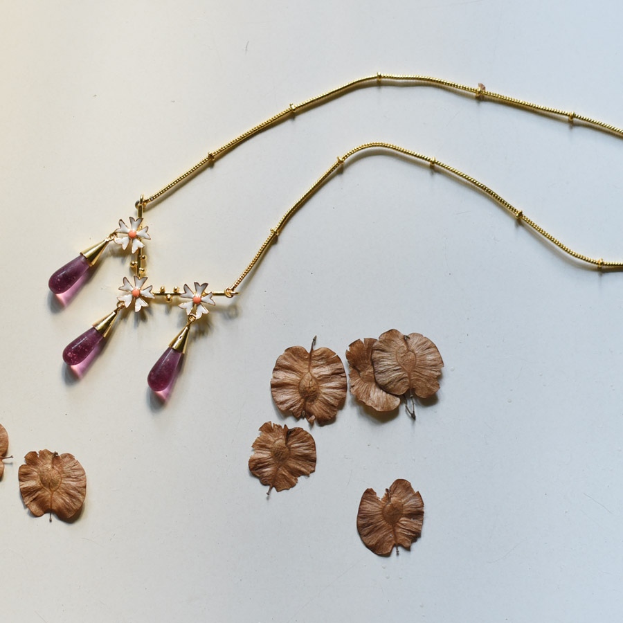 online Handmade designer glass Necklace - Pink 
