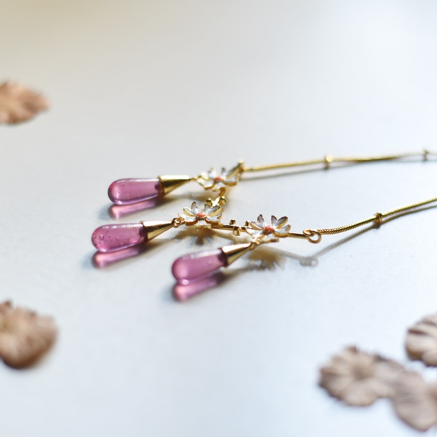 online Handmade designer glass Necklace - Pink 