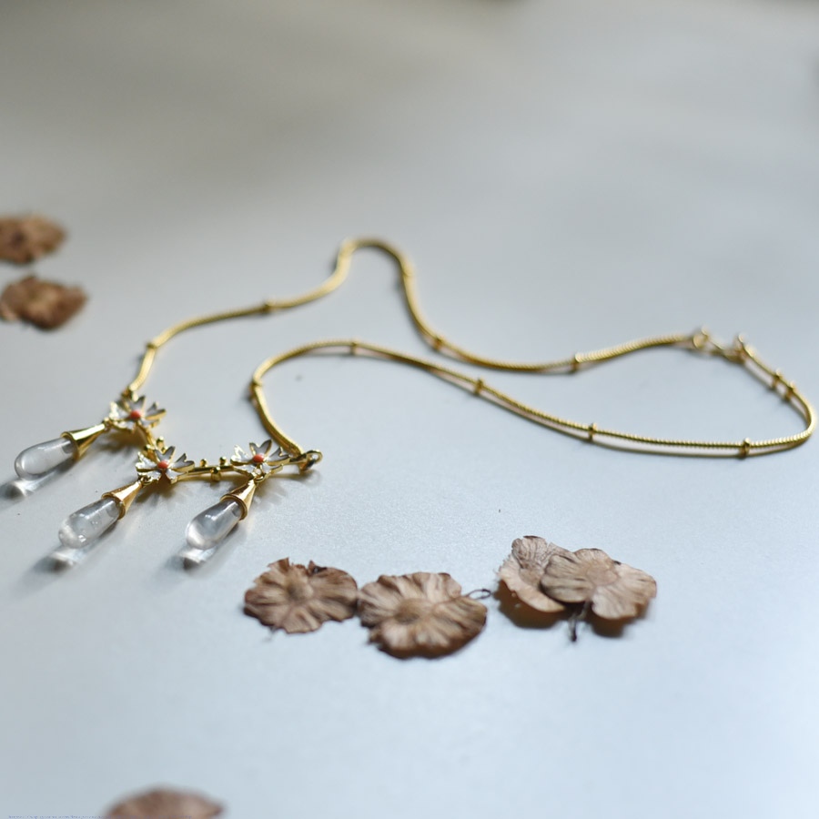 online Handmade designer glass Necklace - White 
