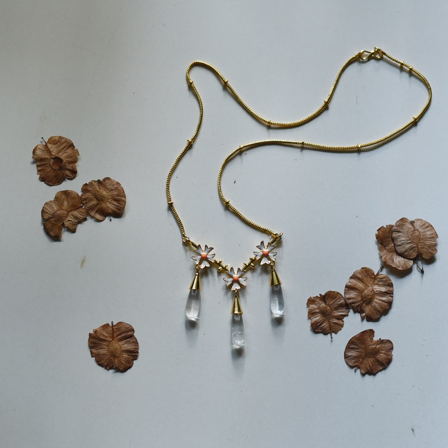 online Handmade designer glass Necklace - White 