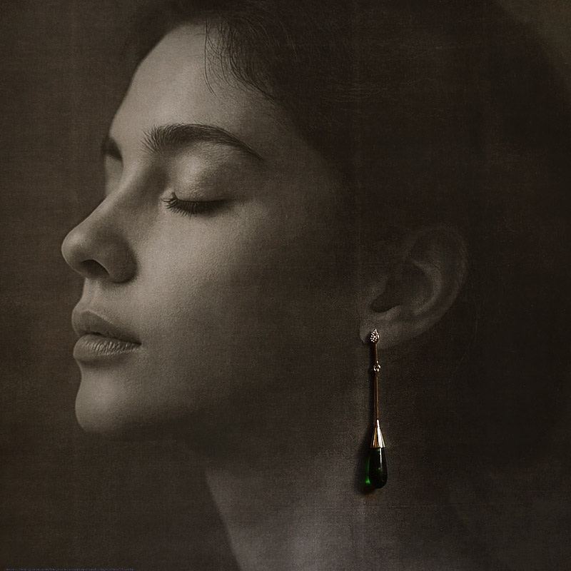 online Handmade designer glass Green earring