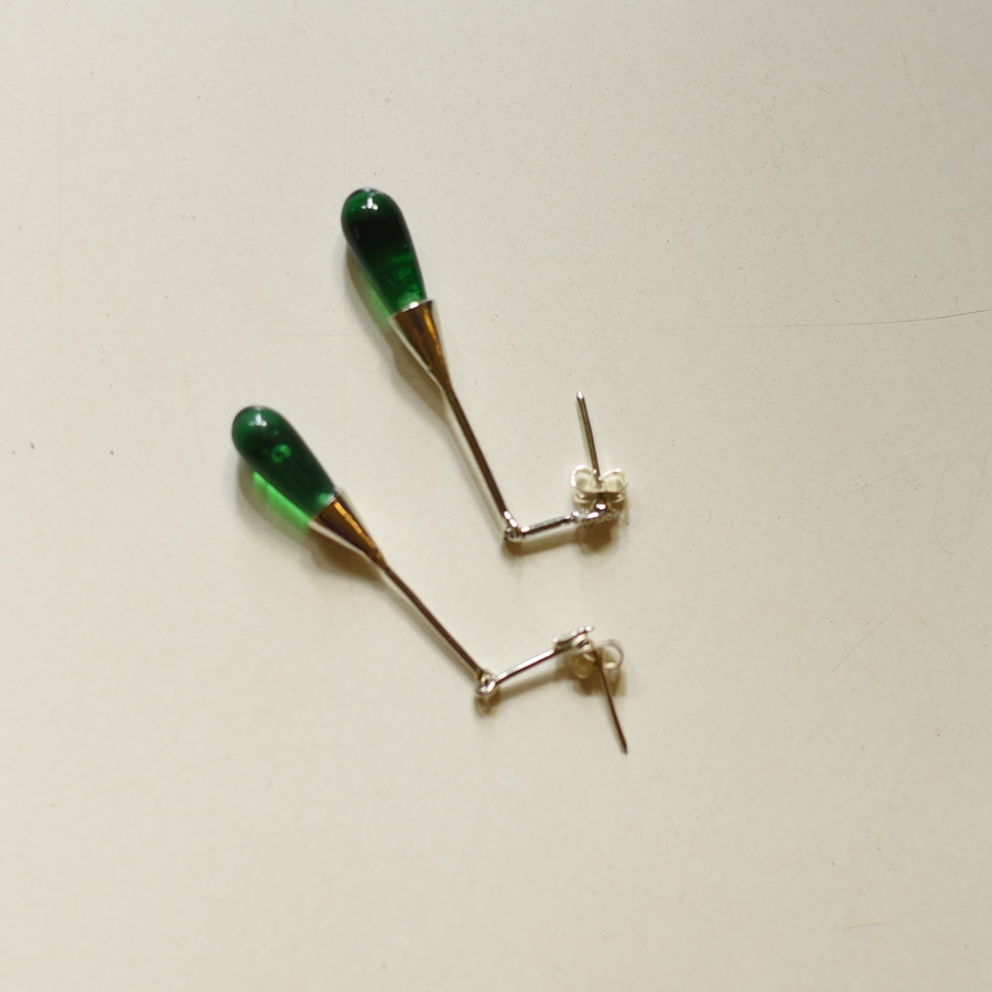 online Handmade designer glass Green earring