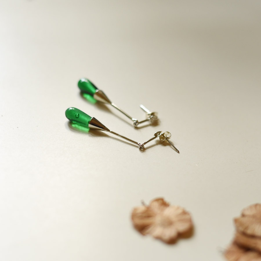 online Handmade designer glass Green earring