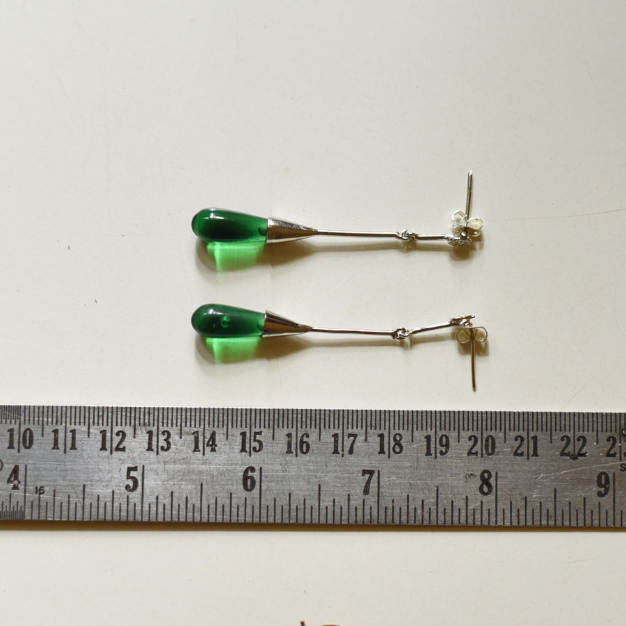online Handmade designer glass Green earring