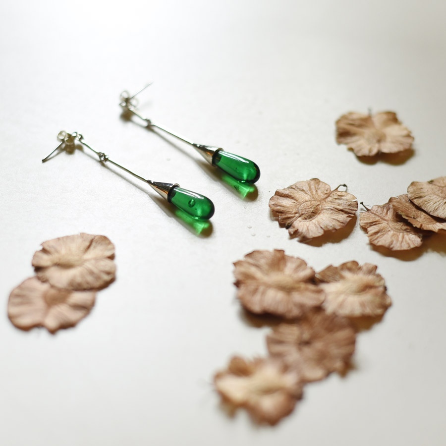 online Handmade designer glass Green earring