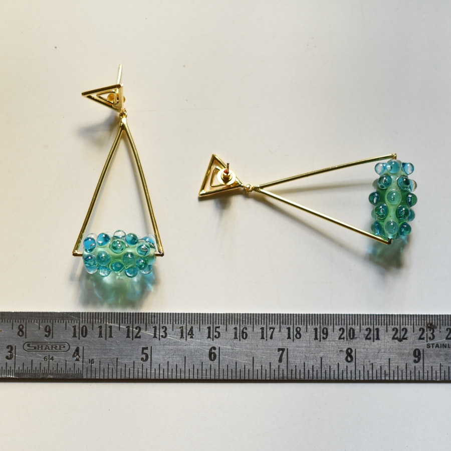 online Designer Handcrafted Glass Green Earring 
