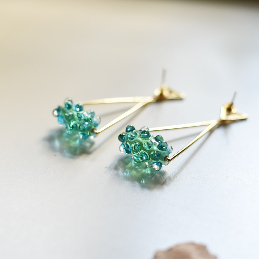 online Designer Handcrafted Glass Green Earring 