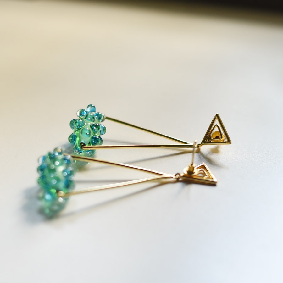 online Designer Handcrafted Glass Green Earring 