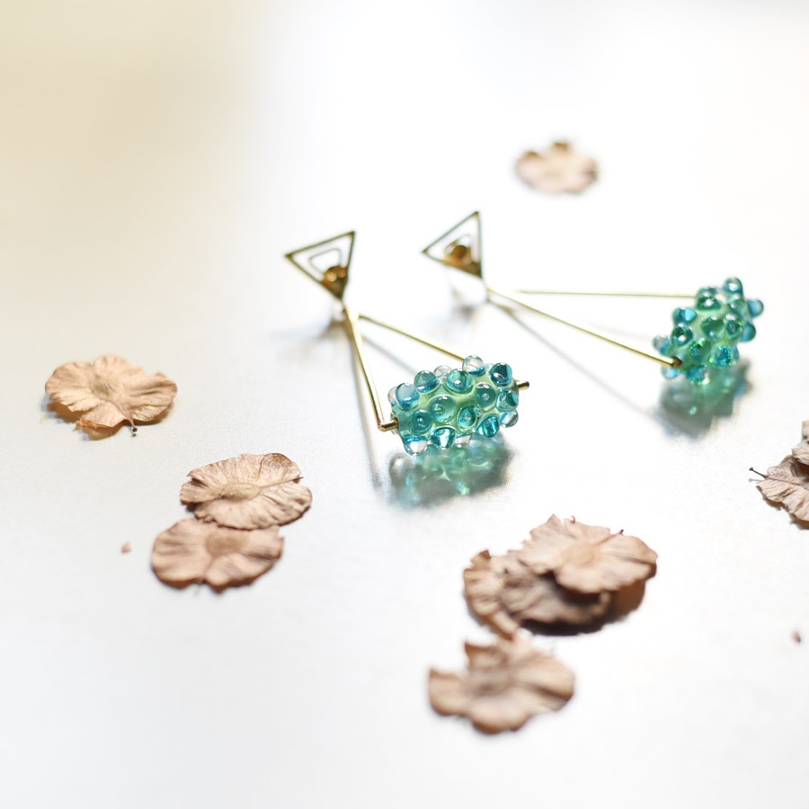 online Designer Handcrafted Glass Green Earring 