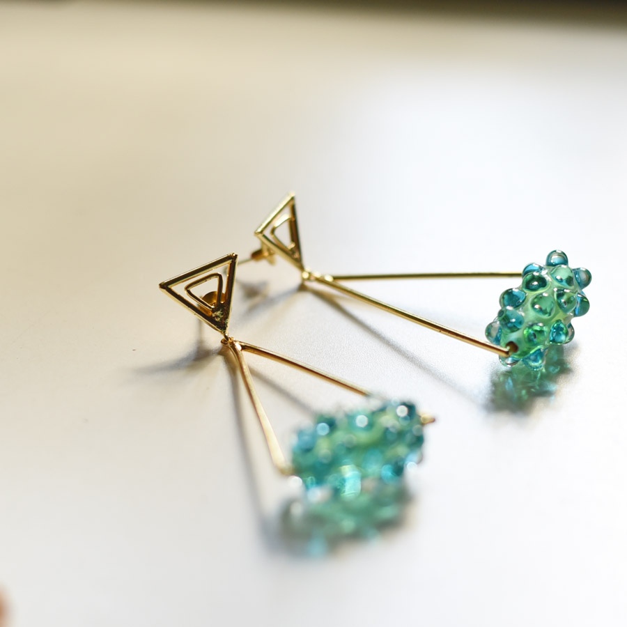 online Designer Handcrafted Glass Green Earring 