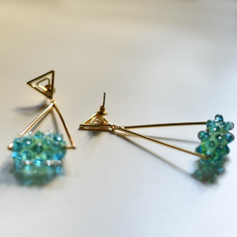 online Designer Handcrafted Glass Green Earring 