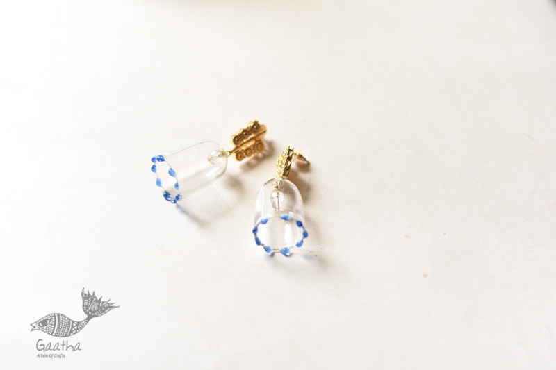 online Handmade designer glass earring- White Transparent 