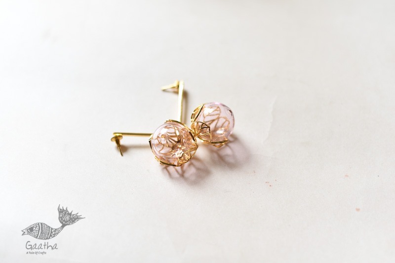 online Handmade designer glass earring - Pink Lotus