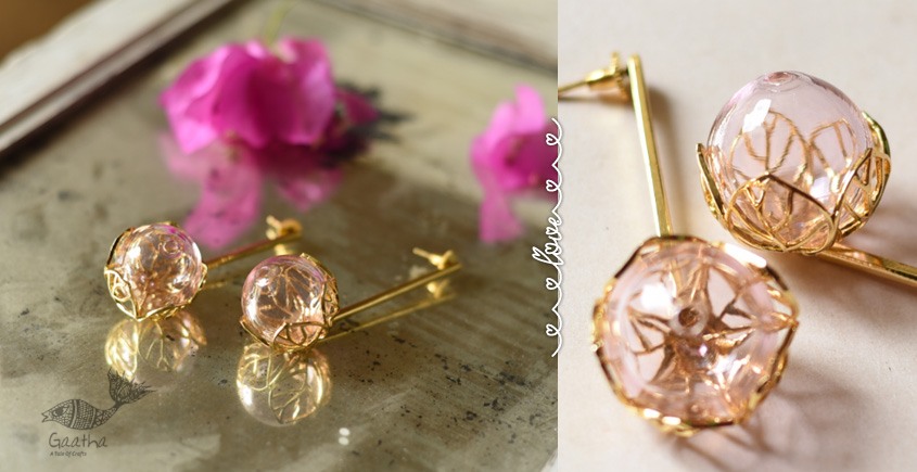 online Handmade designer glass earring - Pink Lotus