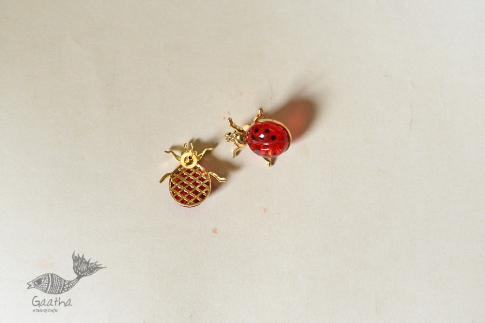 online designer Handmade glass earring ladybug