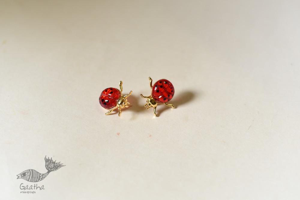 online designer Handmade glass earring ladybug