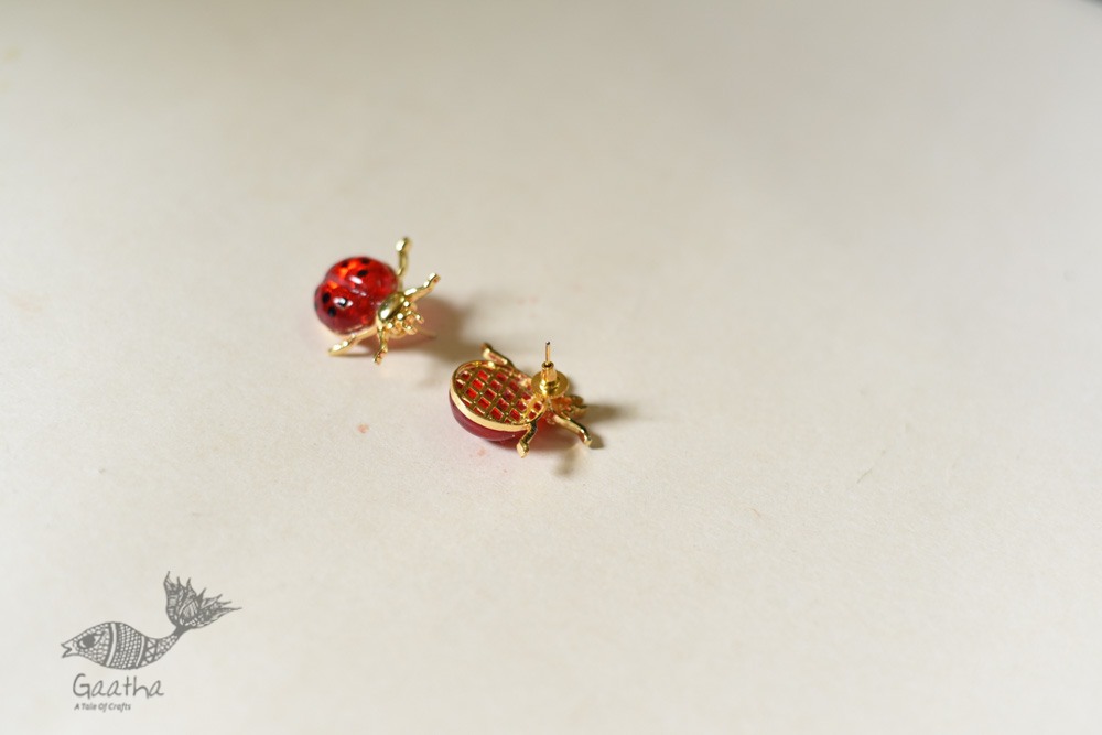 online designer Handmade glass earring ladybug