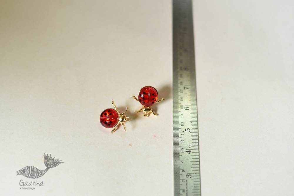 online designer Handmade glass earring ladybug