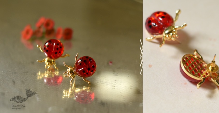 online designer Handmade glass earring ladybug