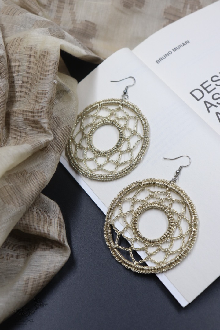 shop online handmade Golden Round Crochet Earring