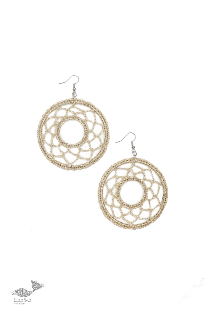 shop online handmade Golden Round Crochet Earring