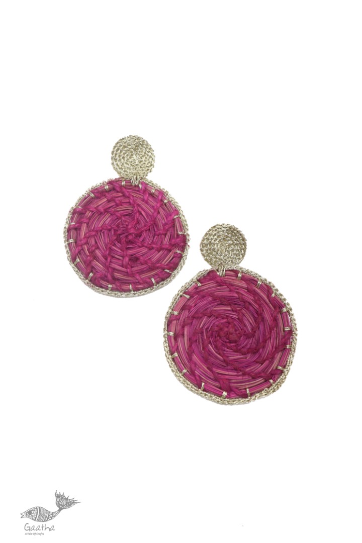 shop online handmade Pink Sabai Grass Zari Earring