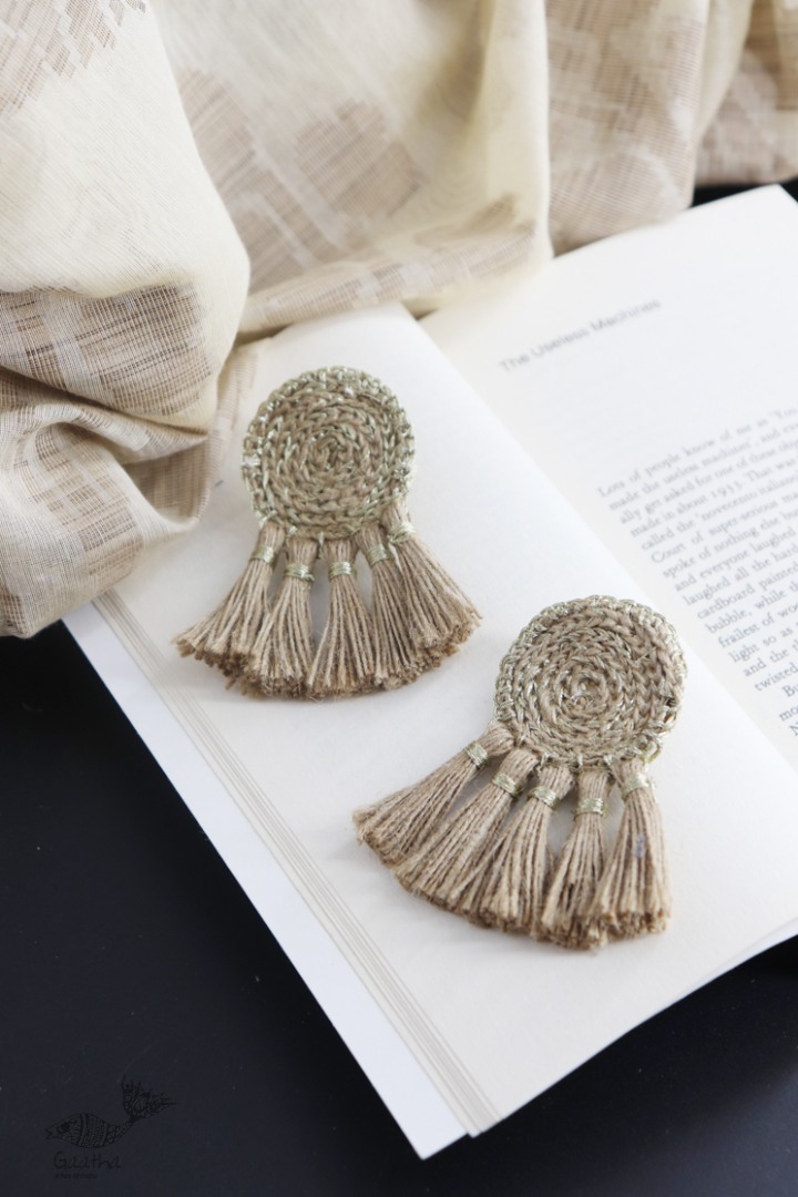 shop online handmade Jute Tassel Earring