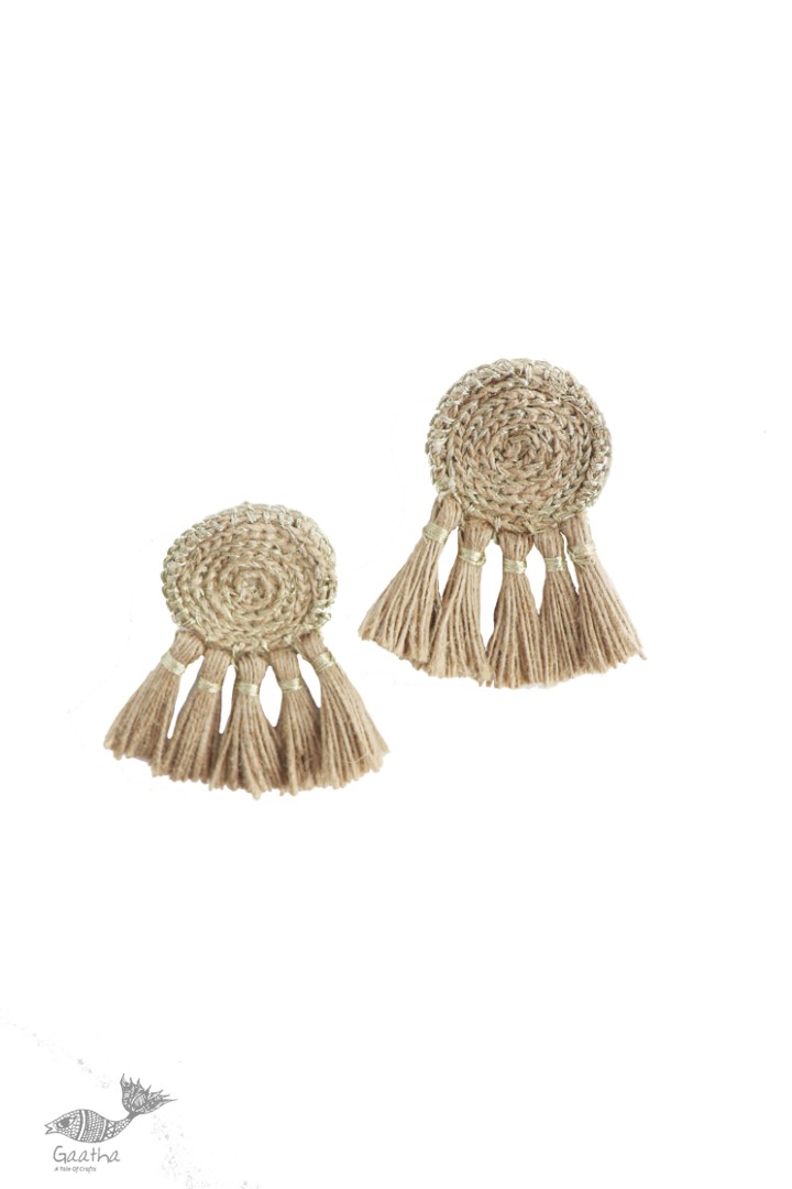 shop online handmade Jute Tassel Earring