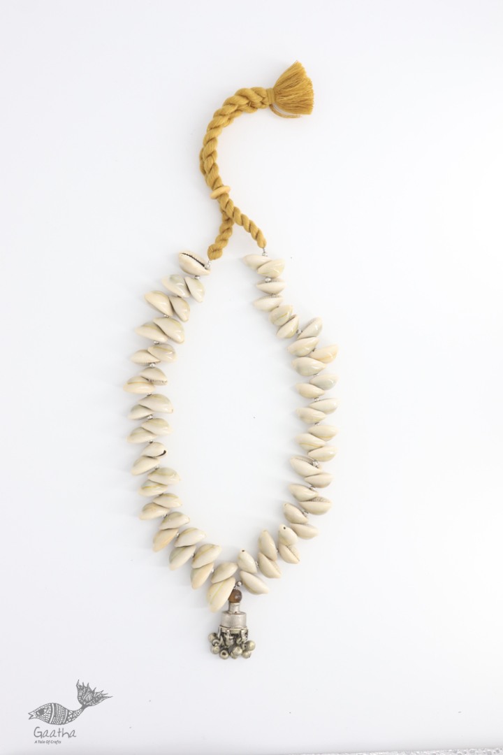 shop online handmade tribal Cowrie And Repurposed Metal Necklace