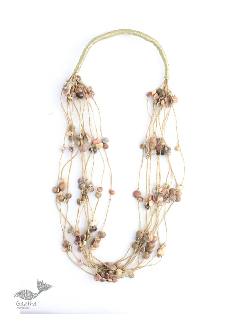 shop online handmade Layered Jute And Sea Shell Necklace