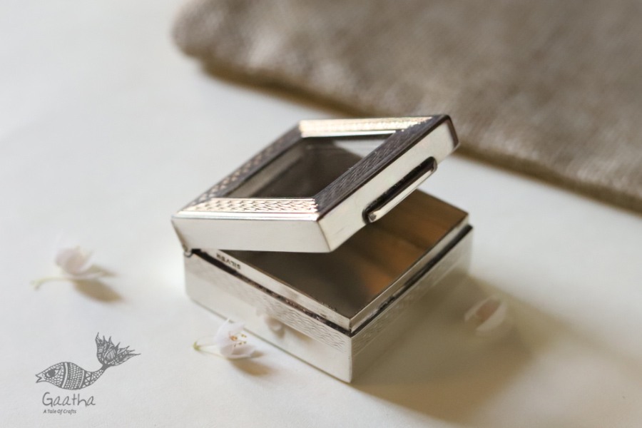 रजत ❧ | Silver Square box - Small - Transparent Top | 6