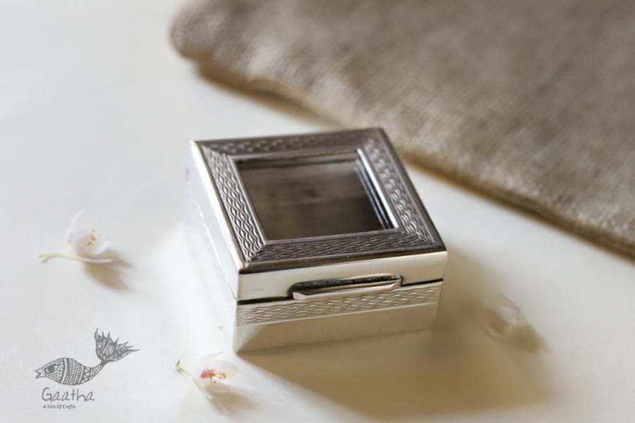 रजत ❧ | Silver Square box - Small - Transparent Top | 6