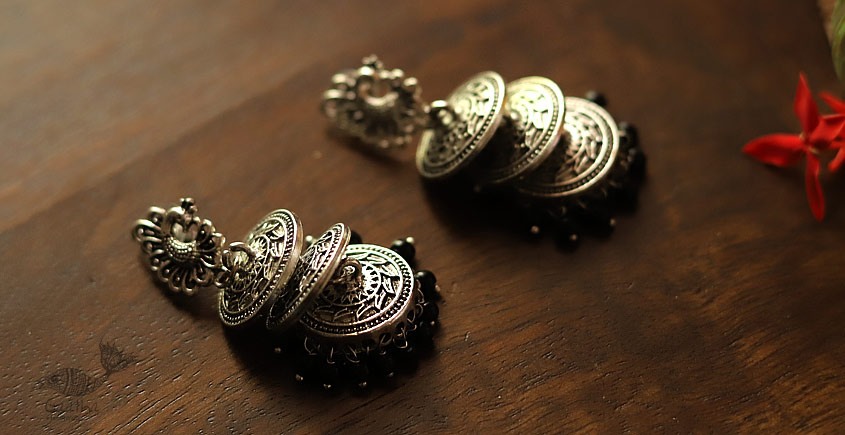 Buy Handcrafted White Metal Earring Necklace