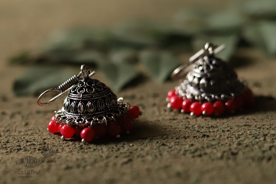 धरा ✽ Antique Finish White Metal ✽ Earring { 5 }