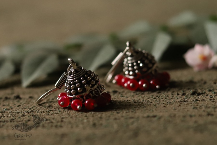 धरा ✽ Antique Finish White Metal ✽ Earring { 7 }