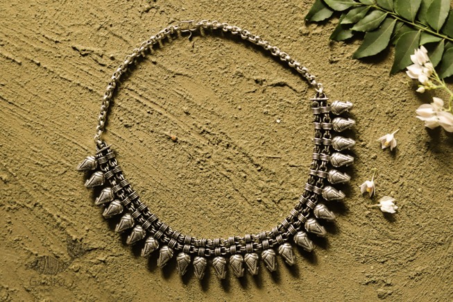 धरा ✽ Antique Finish White Metal ✽ Necklace { 44 }