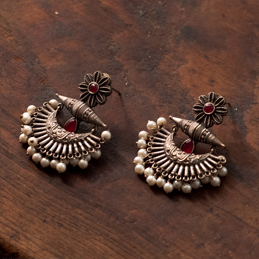 online german silver earrings Two Color Options Red / Blue