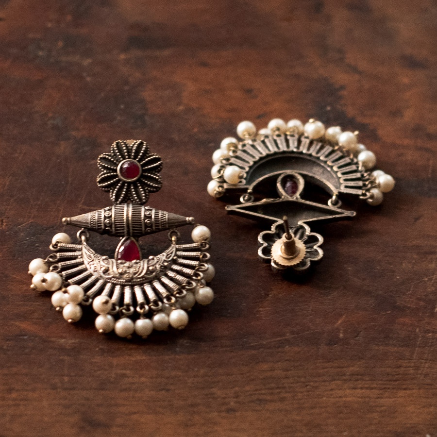 online german silver earrings Two Color Options Red / Blue