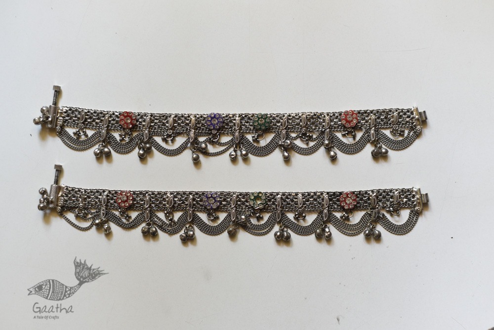 shop Antique Finish - White Metal Payal (Pair)