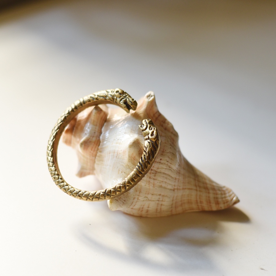 shop Handmade Vintage Solid Brass Kada - Tiger