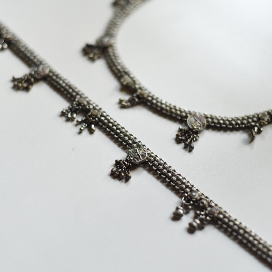 shop Antique Finish - White Metal Payal (Pair)