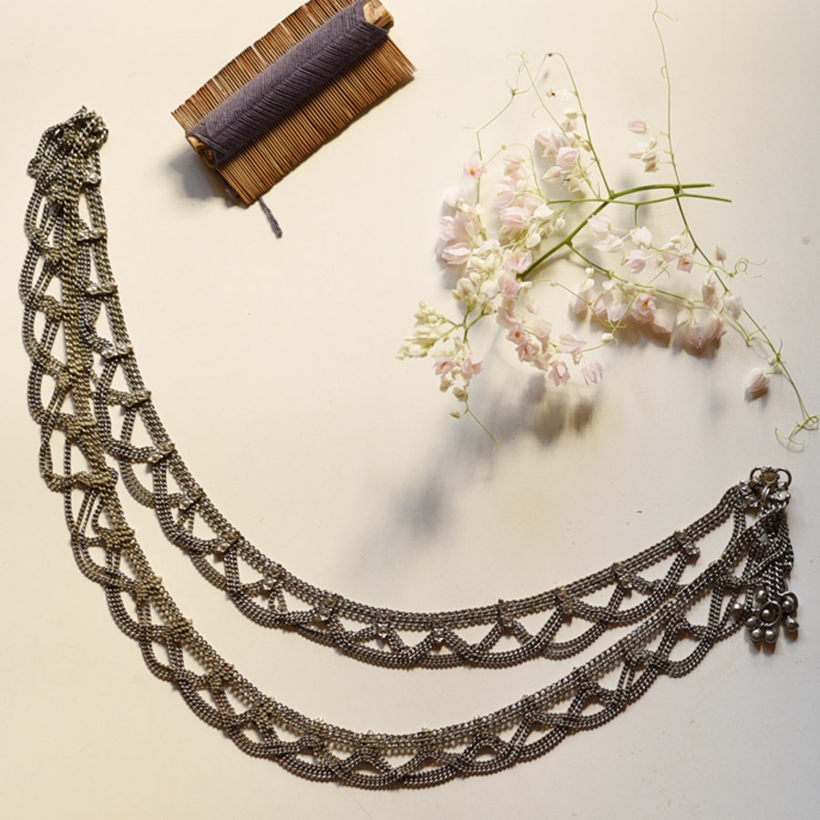 shop Vintage Jewelry | Rabari Waist Belt / Kamar Bandh Jhaalar Ghunghru