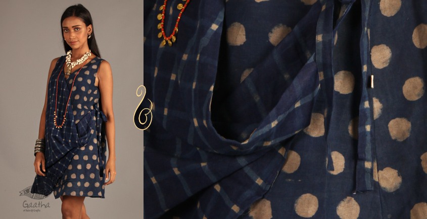 Indigo Collection | Linen block printed angrakha top  | 15