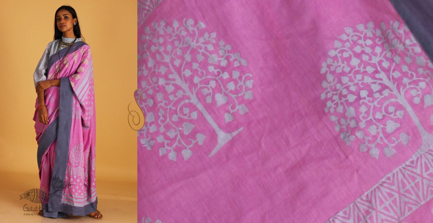 Pastel Pink ⚉ Block printed ⚉ Saree