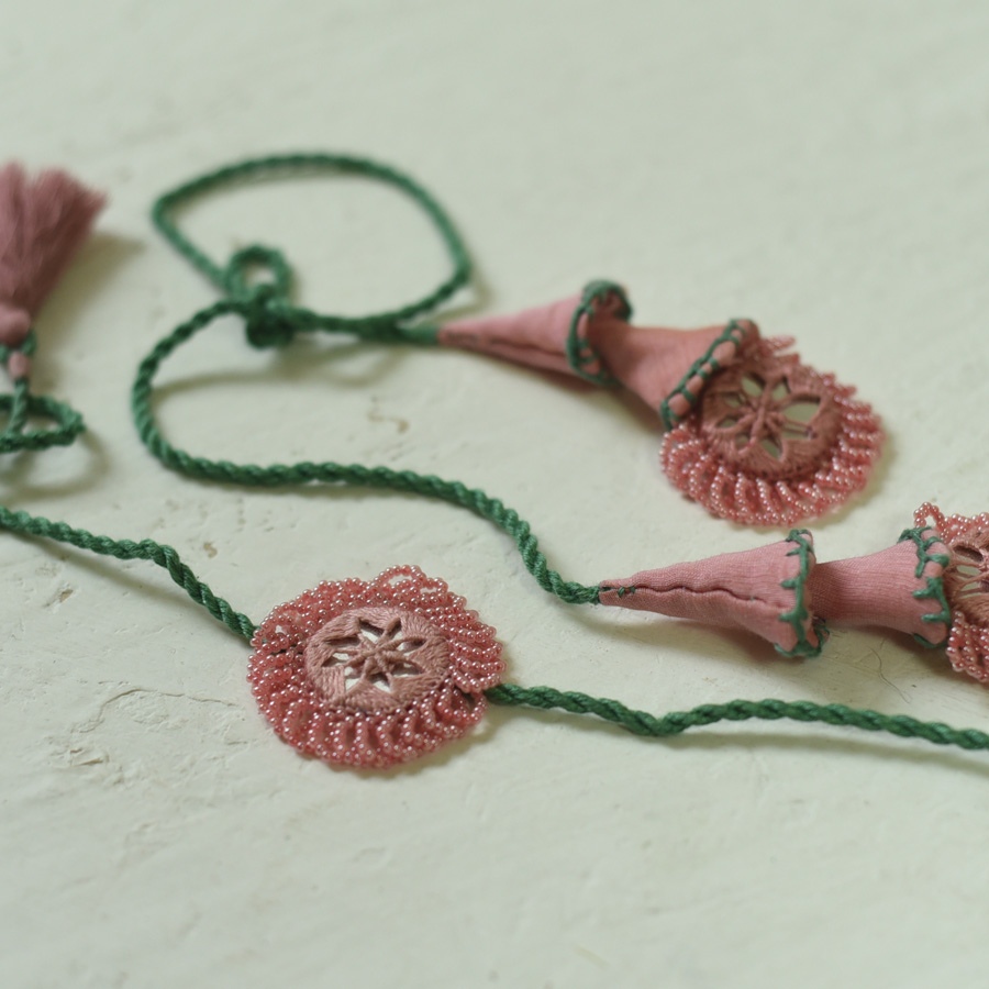 shop Handmade Rakhi - Pink Green Jumki Bhai-Bhabhi Rakhi Set