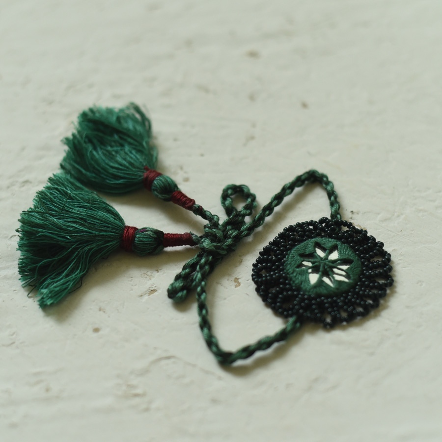 shop Handmade Rakhi - Green Jumki Bhai-Bhabhi Rakhi Set