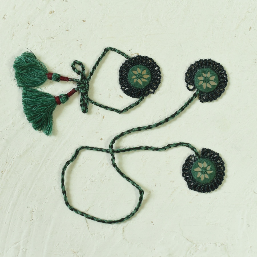 shop Handmade Rakhi - Green Jumki Bhai-Bhabhi Rakhi Set