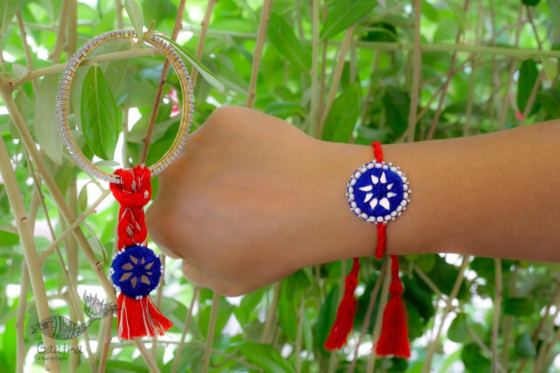 shop Handmade Rakhi -Blue red Kajal rakhi set